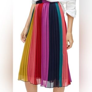 J. Crew Sunburst Pleated Midi Skirt In Rainbow Colorblock